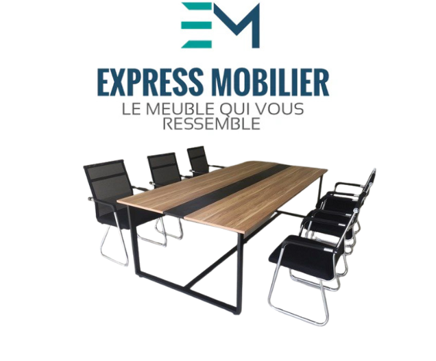 table de réunion en bois mdf et piètement métallique ref 0006