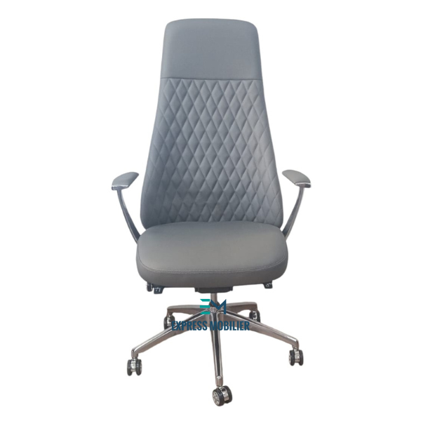 Fauteuil en simili cuir gris