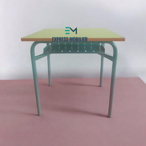 Table scolaire individuelle avec casier en métal
