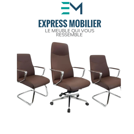 pack fauteuil limo simili cuir marron