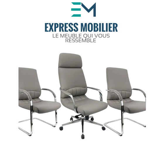 pack fauteuil NOVA en simili cuir gris