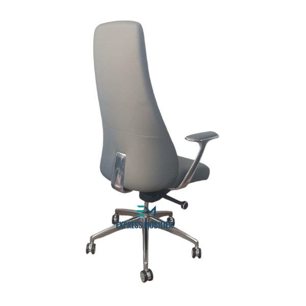 Fauteuil en simili cuir gris