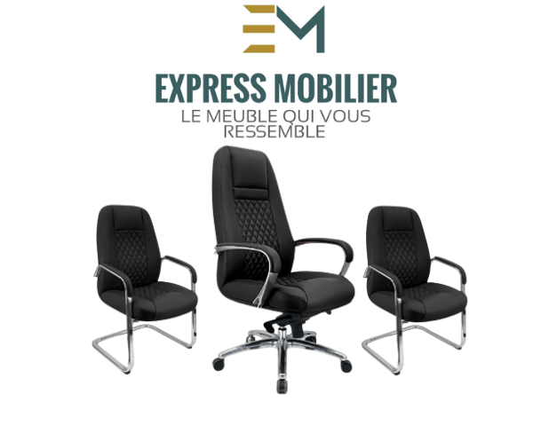 pack fauteuil simili cuir noir