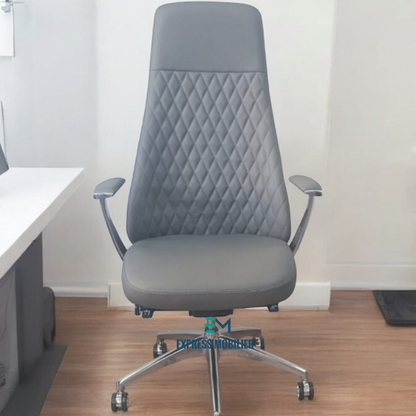 Fauteuil en simili cuir gris