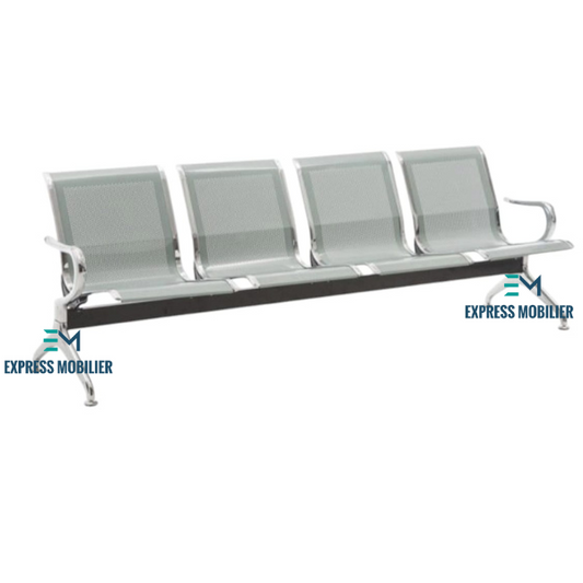 Banquette de réception 4 places galvanisé avec 2 accoudoirs