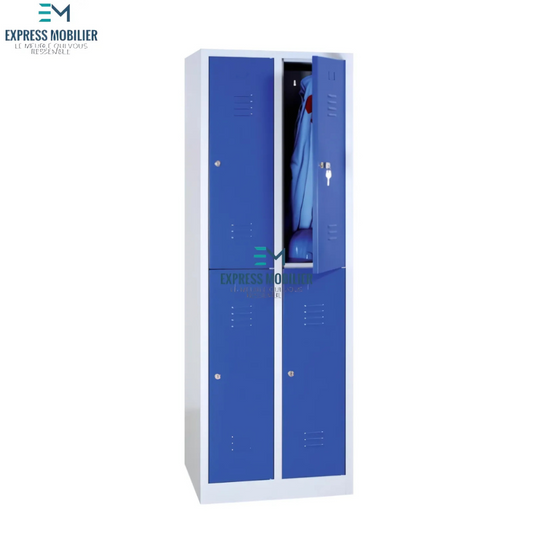Vestiaire biplace métallique monobloc 4 casiers ref A-2025-674