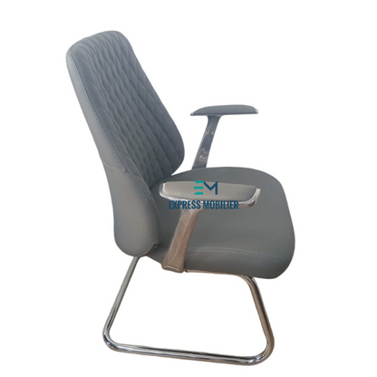 FAUTEUIL VISITEUR EN SIMILI CUIR gris SUR LUGES