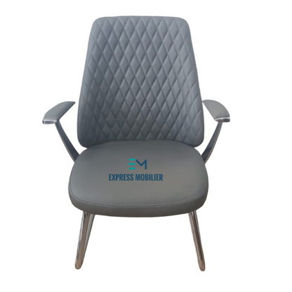 FAUTEUIL VISITEUR EN SIMILI CUIR gris SUR LUGES
