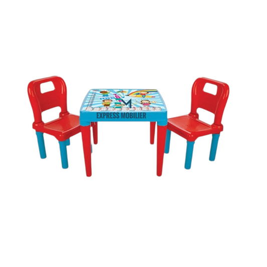 Table de crèche avec deux chaises