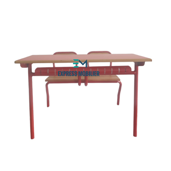 Table scolaire deux palces rouge
