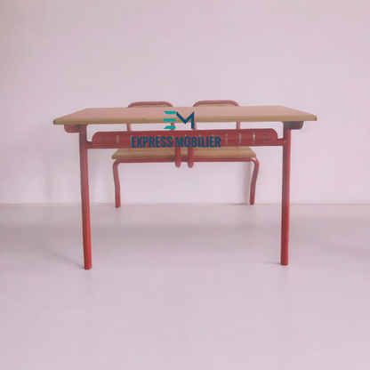 Table scolaire deux palces rouge