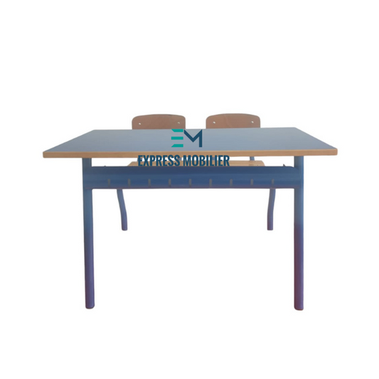 Table scolaire deux places bleu
