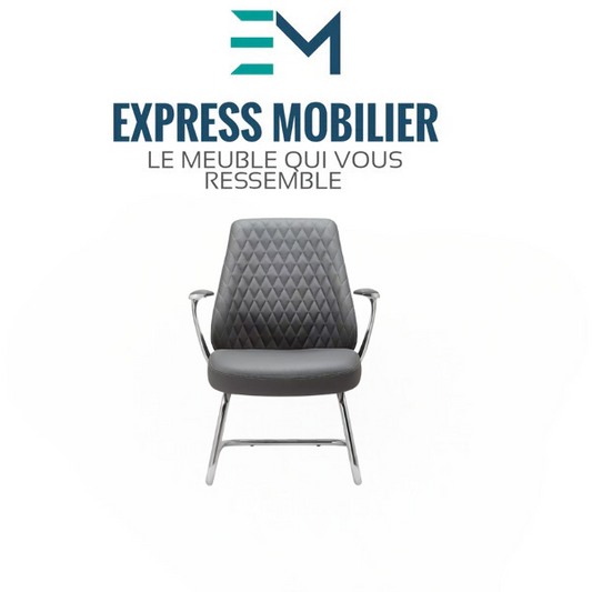 FAUTEUIL VISITEUR EN SIMILI CUIR gris SUR LUGES