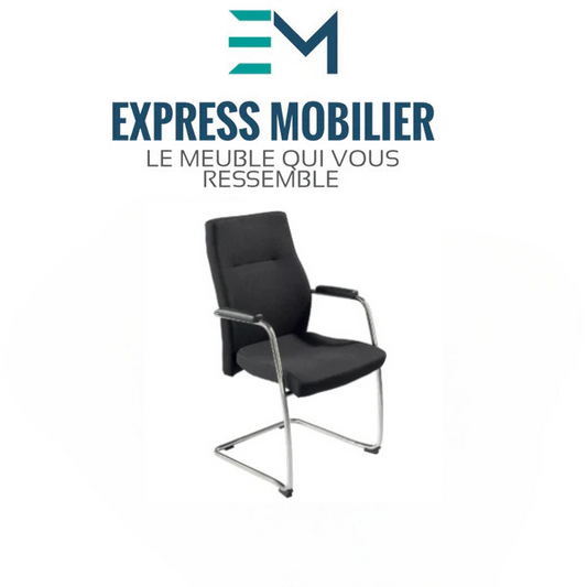 Fauteuil visiteur simili cuir noir