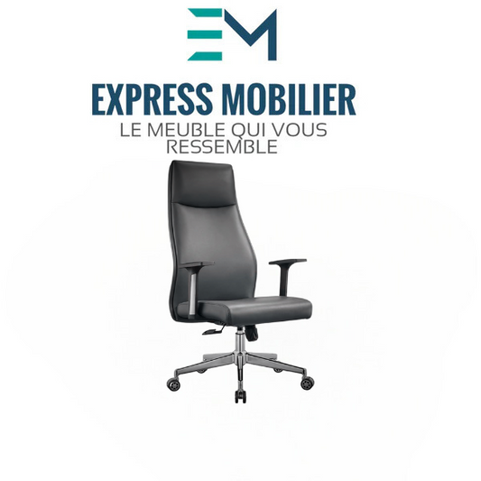 Fauteuil noir de bureau en simili cuir