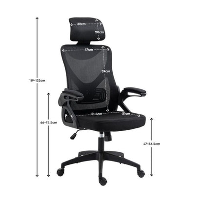 CHAISE DE BUREAU Filliana en mesh gris